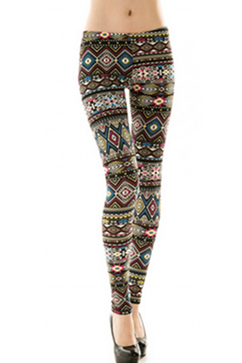 Colorful Aztec Printed Leggings