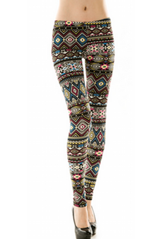 Colorful Aztec Printed Leggings
